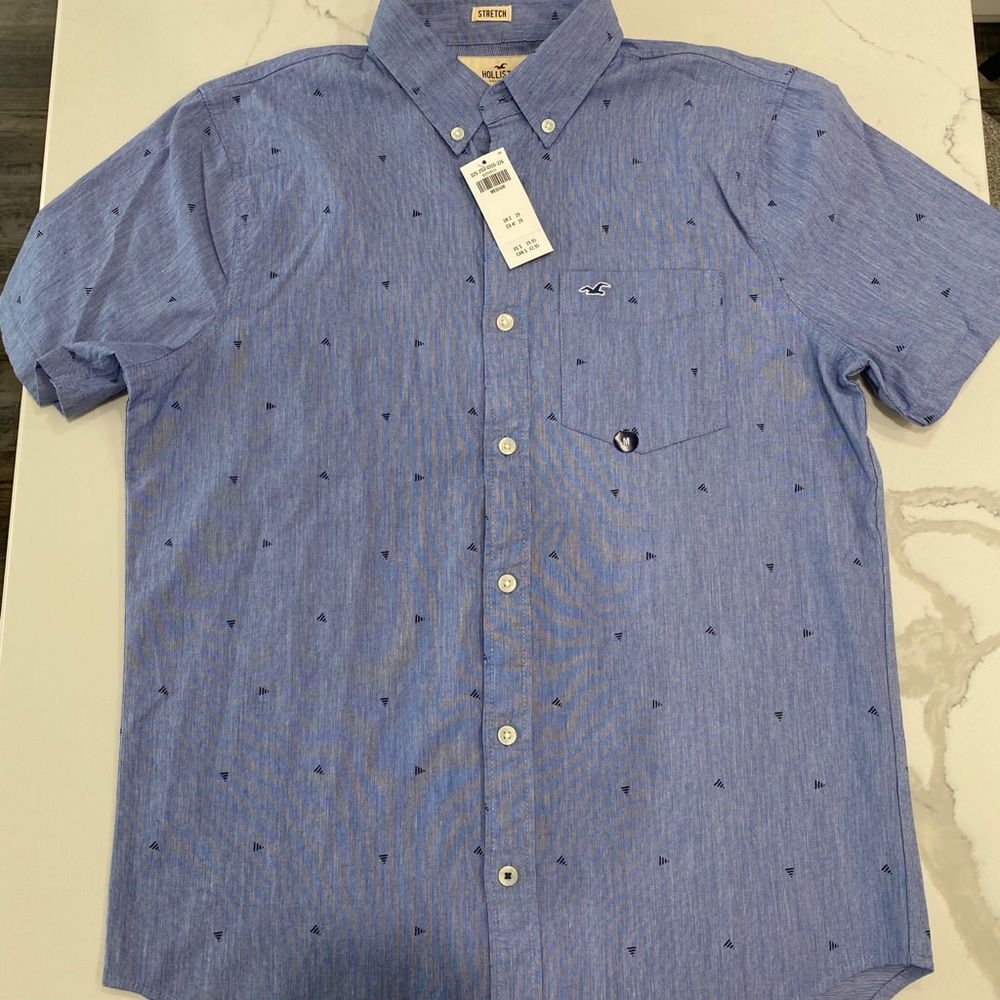 Hollister men's button down stretch short sleeve shirt